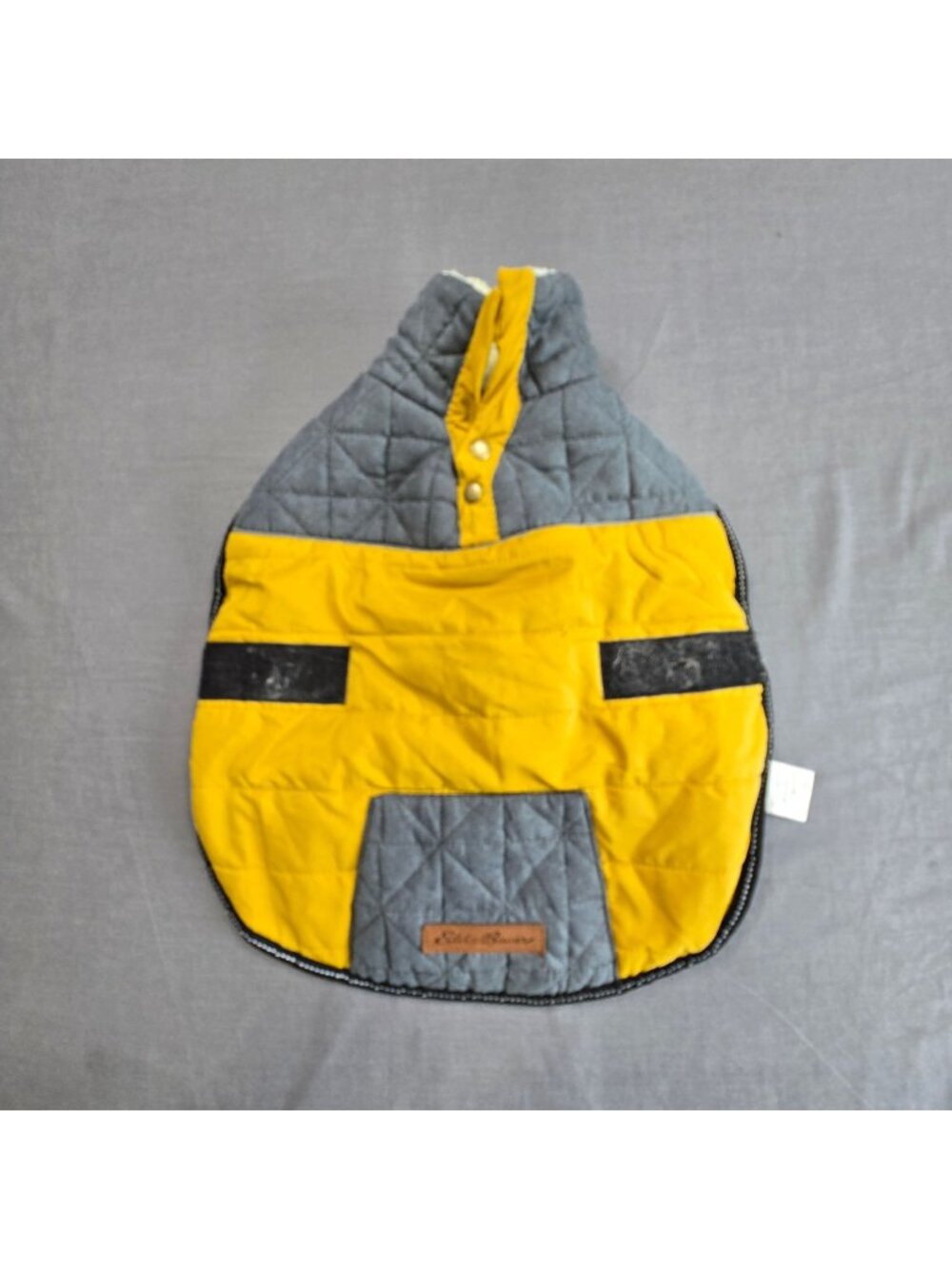 Eddie Bauer M Dog Jacket Yellow & Gray Quilted Fleece Lined Cold Weather